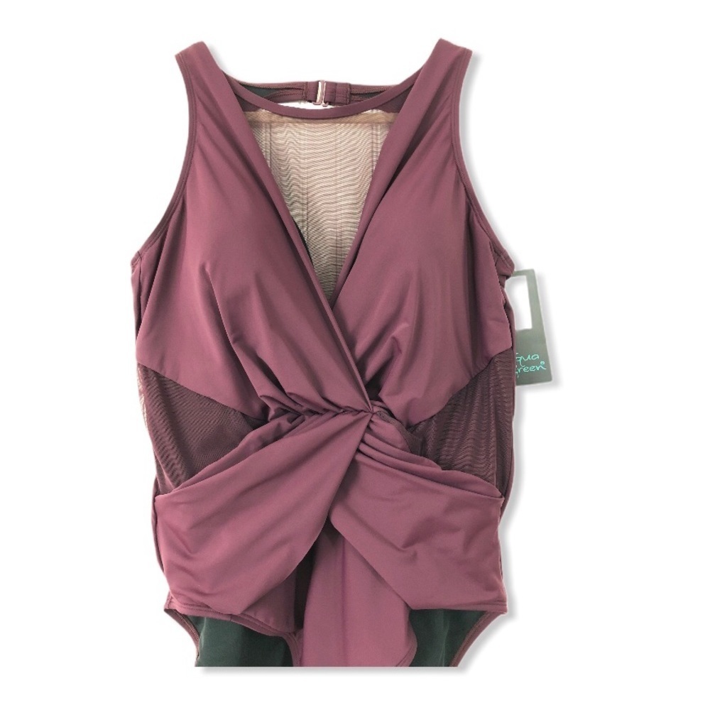 AQUA Green Brand One Piece Swimsuit Bathing Suit - Picture 3 of 10